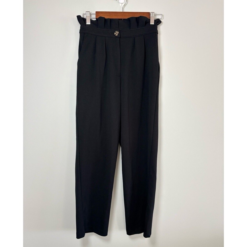 Good Luck Gem Black Paper Bag Dress Pants Womens Size Small Career Stretch